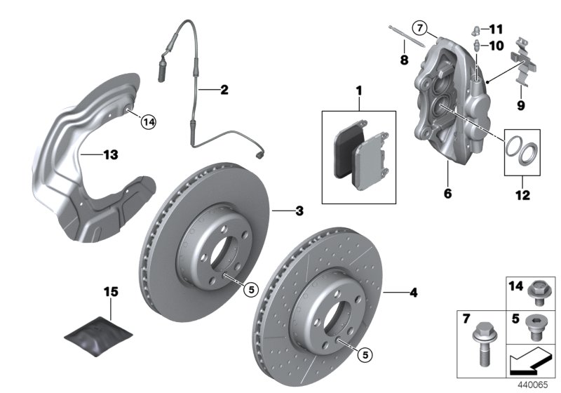 Front wheel brake, brake pad sensor