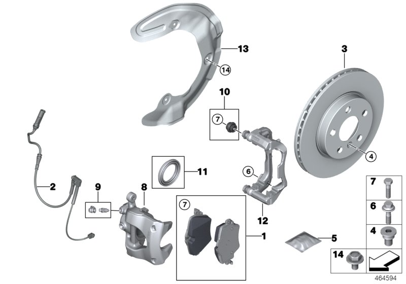 Front wheel brake, brake pad sensor