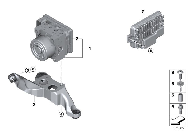 Hydro unit DSC/control unit/fastening
