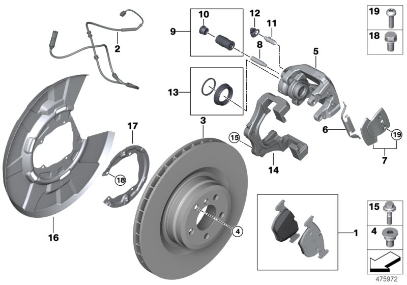 Rear wheel brake, brake pad sensor