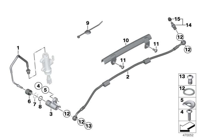 Brake line, rear, without ABS