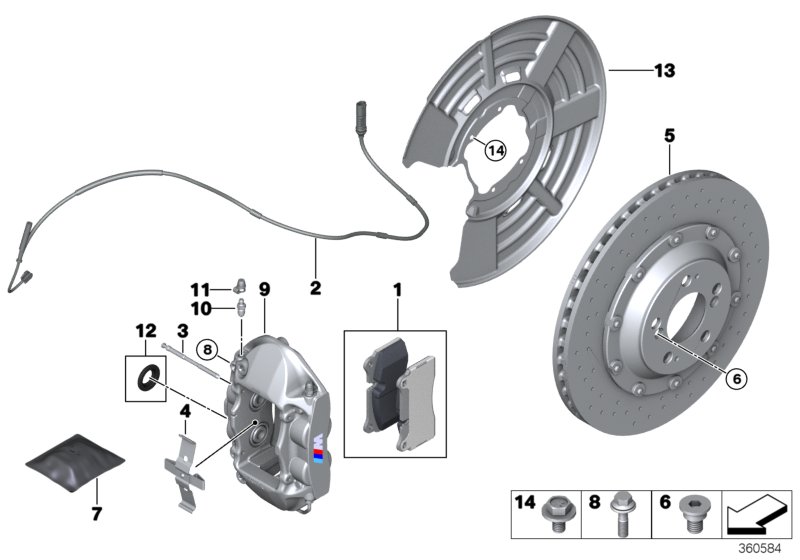 Rear wheel brake, brake pad sensor