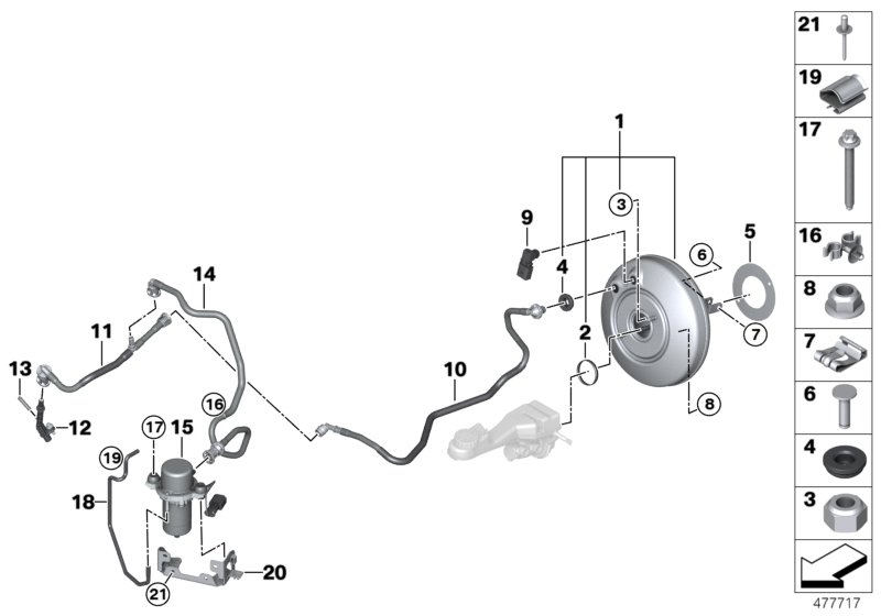 Vacuum pump for brake servo unit