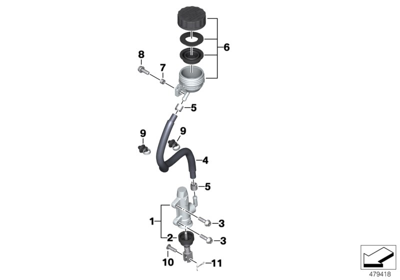 Rear brake master cylinder w container