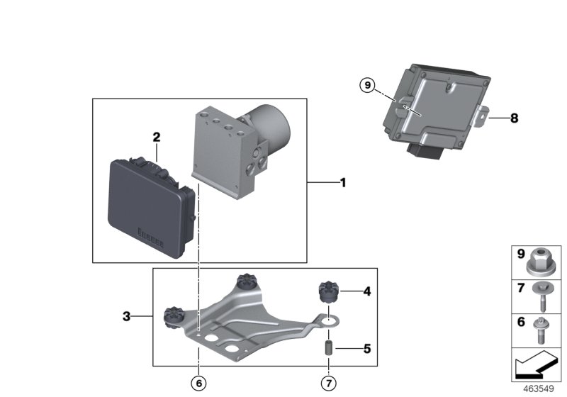 Hydro unit DSC/control unit/fastening
