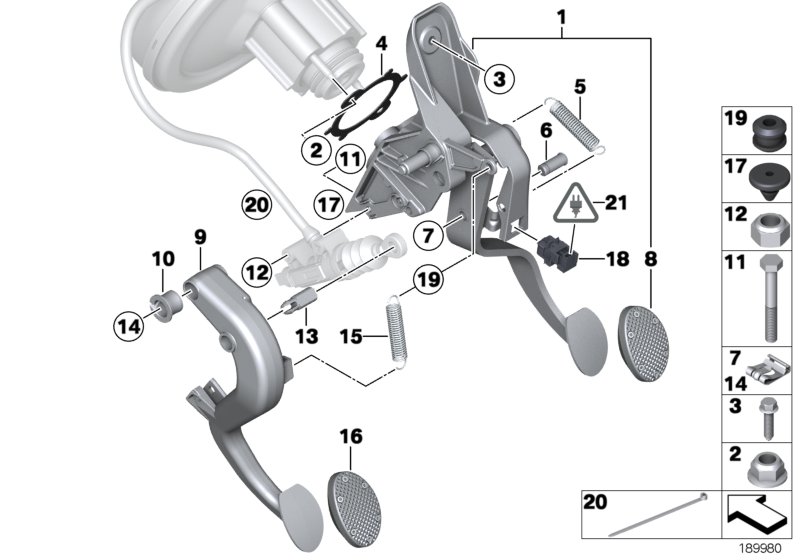 Pedals with return spring