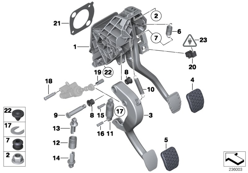 Pedals, manual gearbox