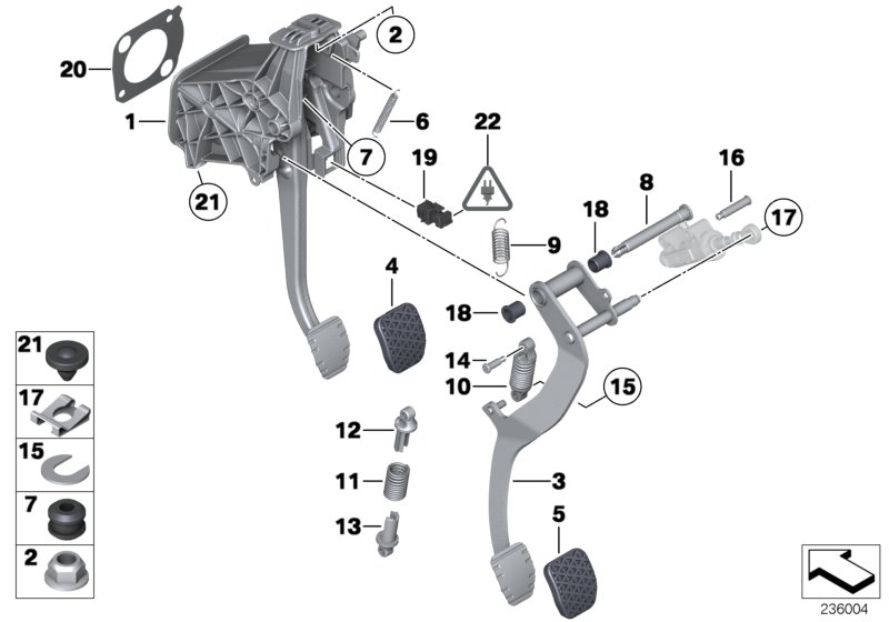 Pedals, manual gearbox