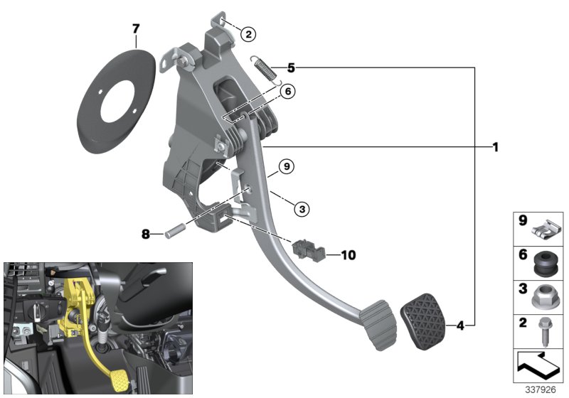 Complete pedal assembly