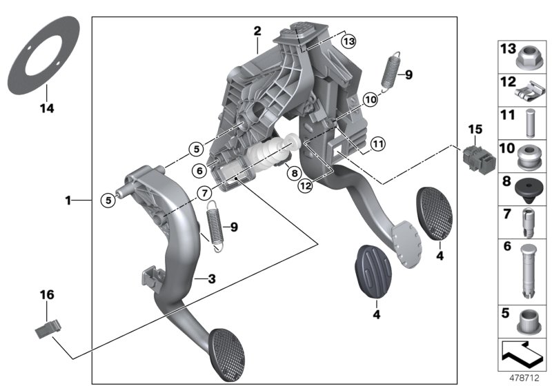 Pedals, manual gearbox