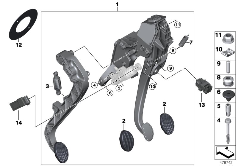 Pedals, manual gearbox