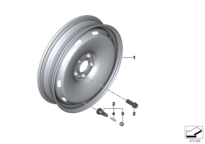 Compact spare wheel, steel, black