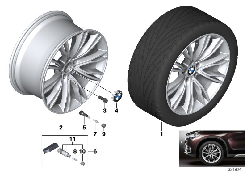 BMW LA wheel, indiv., V-spoke 551- 20''