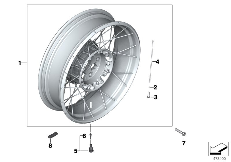 Cross-spoked wheel rear