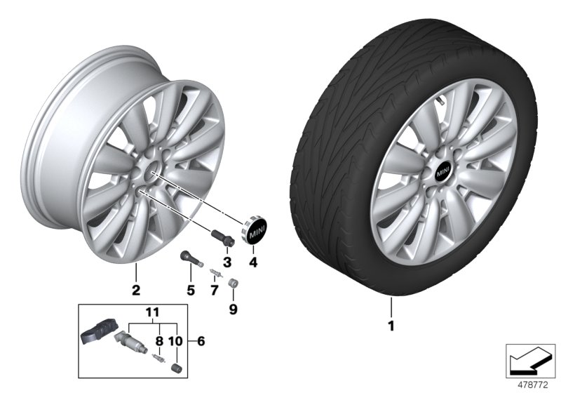 MINI LA wheel Pin Spoke 533 - 18"