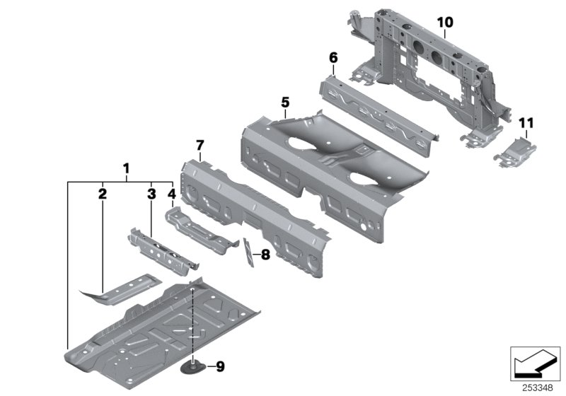 Floor parts rear interior