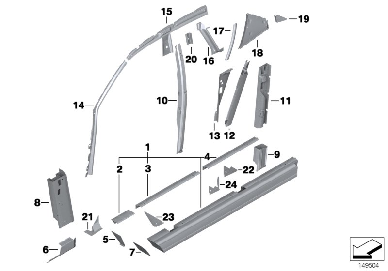 Single components for body-side frame