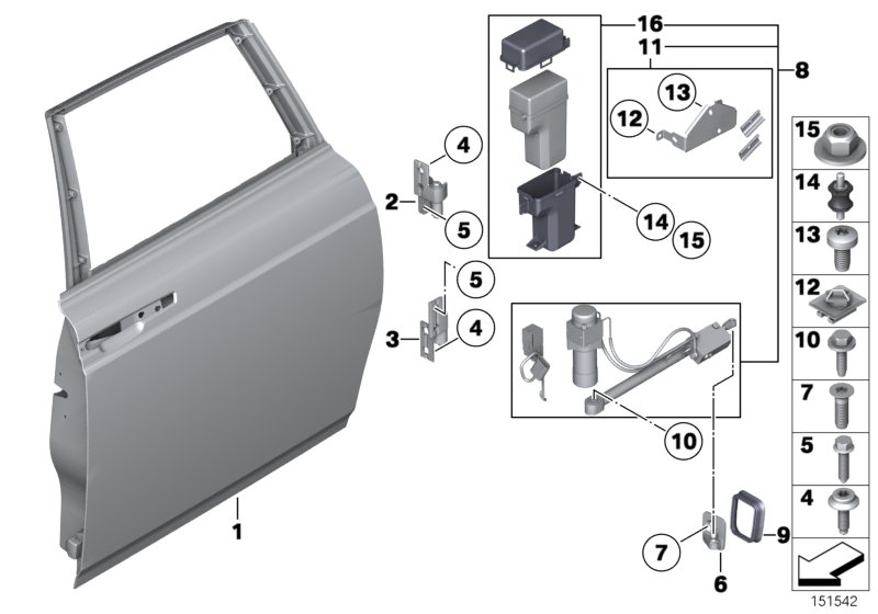 Rear door - hinge/door brake