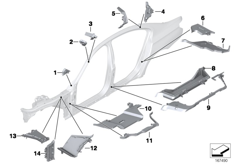 Cavity shielding, side frame
