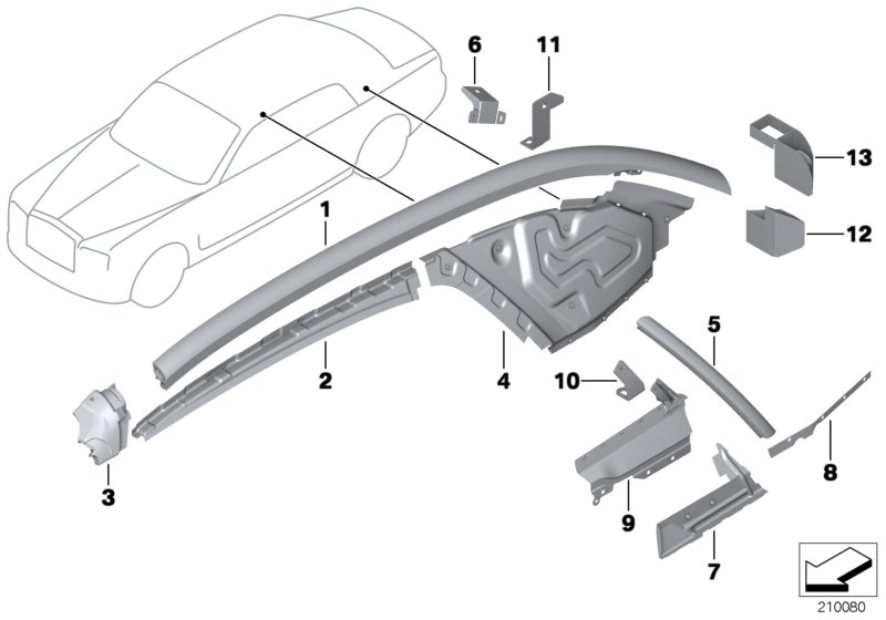 Side frame, C-pillar, top