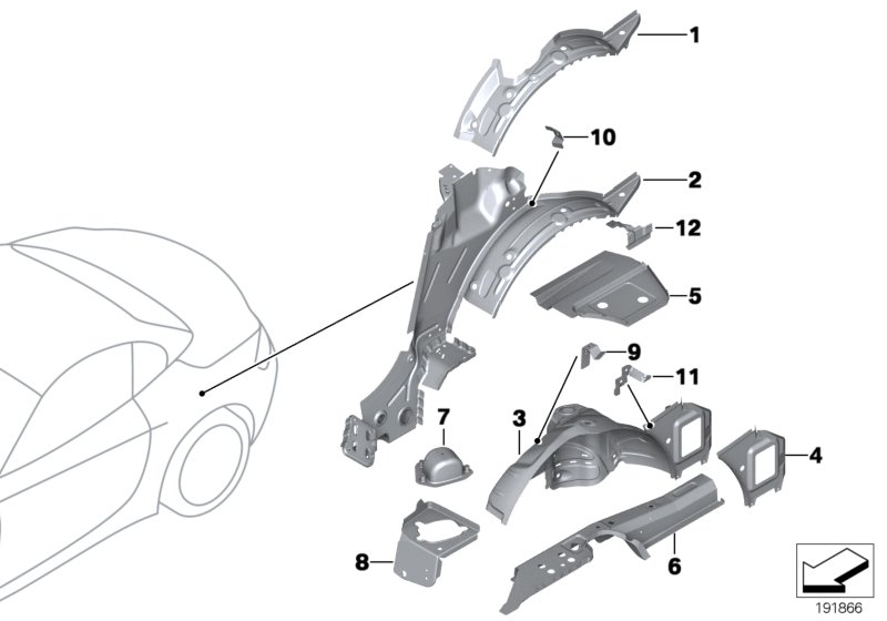 Rear wheelhouse/floor parts