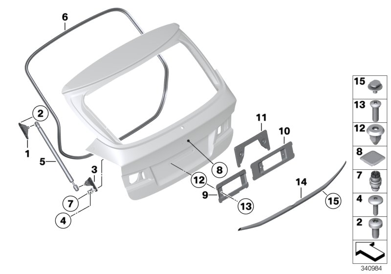Rear lid, mounting parts