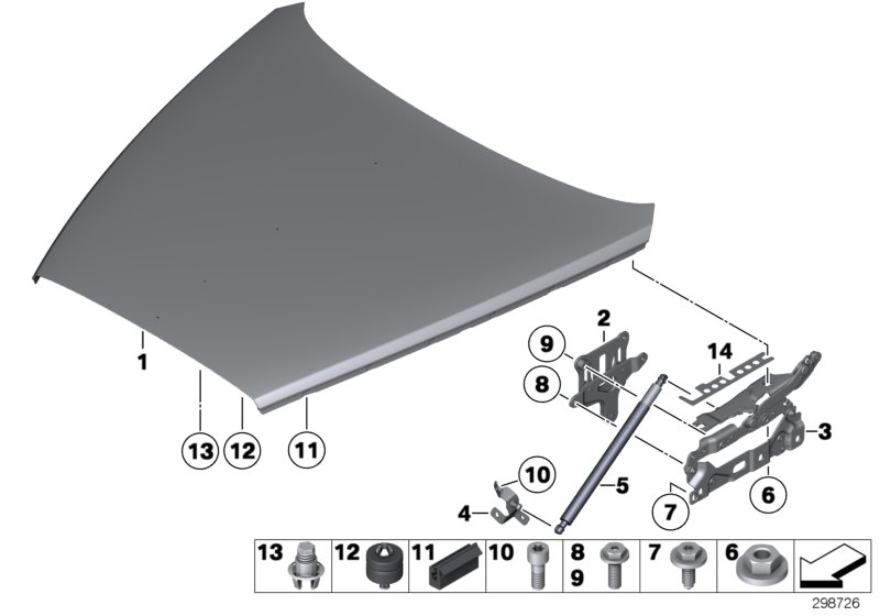 Engine hood/mounting parts