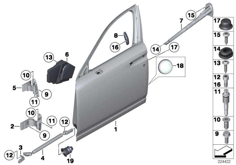 Front door-hinge/door brake