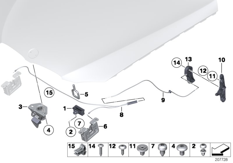Engine bonnet, closing system