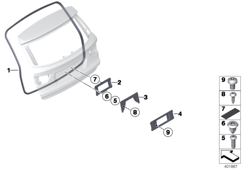 Rear lid, mounting parts