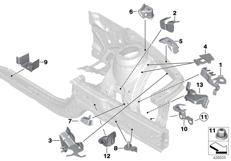 Front body bracket left