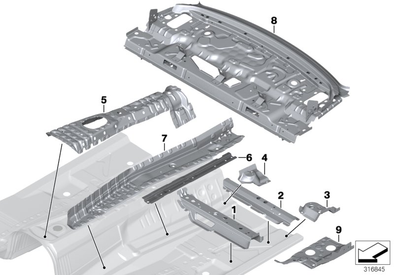 Partition trunk/Floor parts