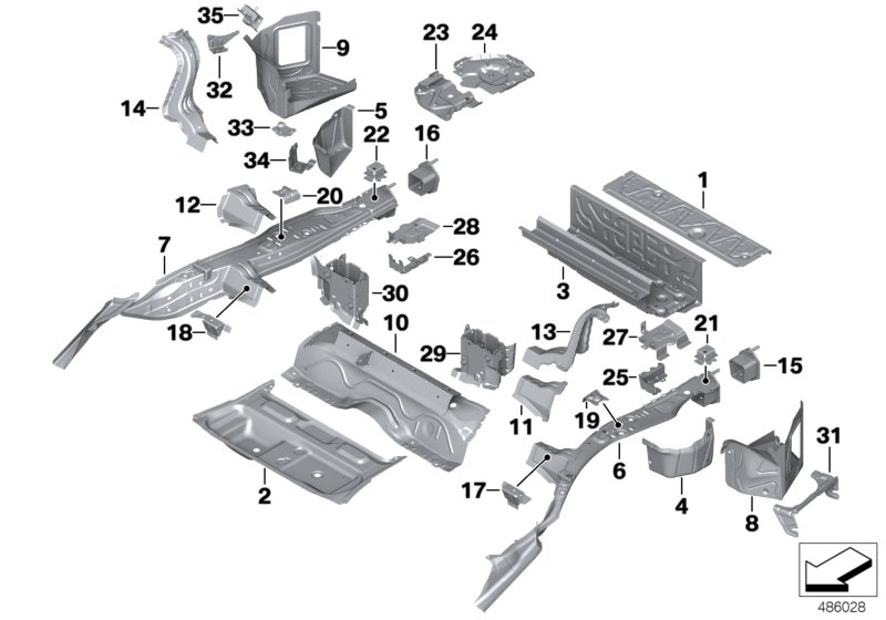 Mounting parts for trunk floor panel