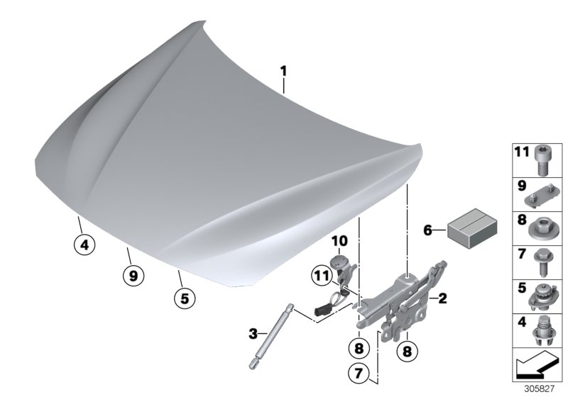 ENGINE HOOD/MOUNTING PARTS