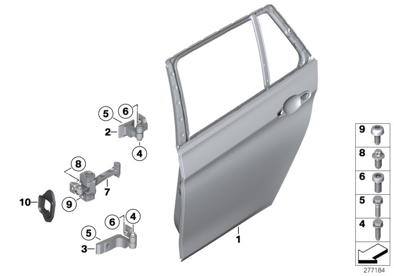 Rear door - hinge/door brake
