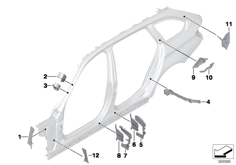 Cavity shielding, side frame