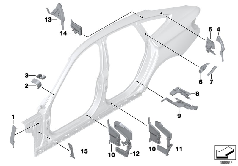 Cavity shielding, side frame