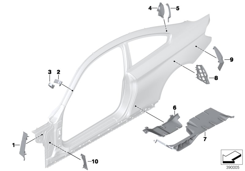 Cavity shielding, side frame