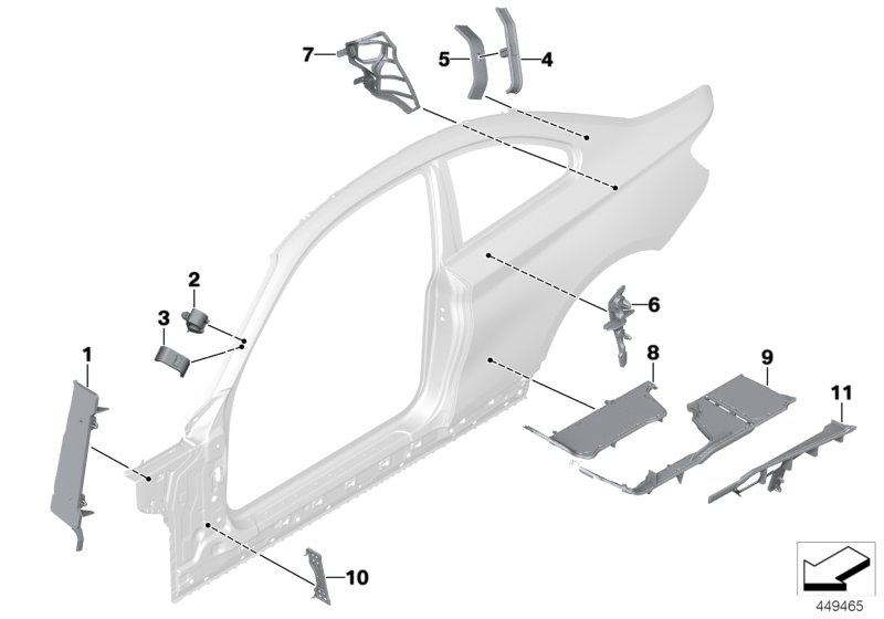 Cavity shielding, side frame