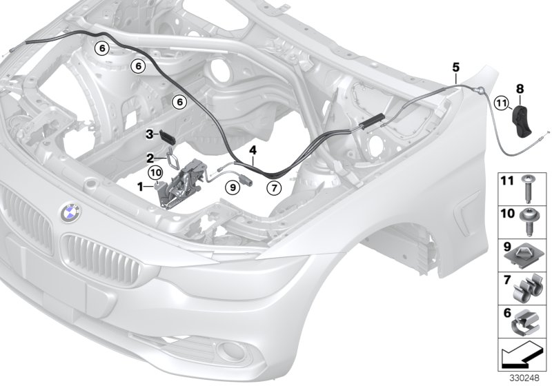 Engine bonnet, closing system
