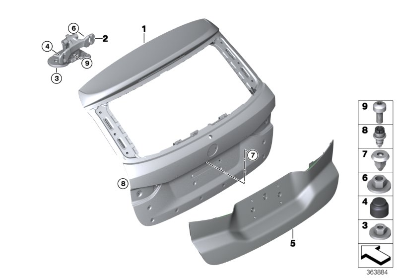 Single components for trunk lid