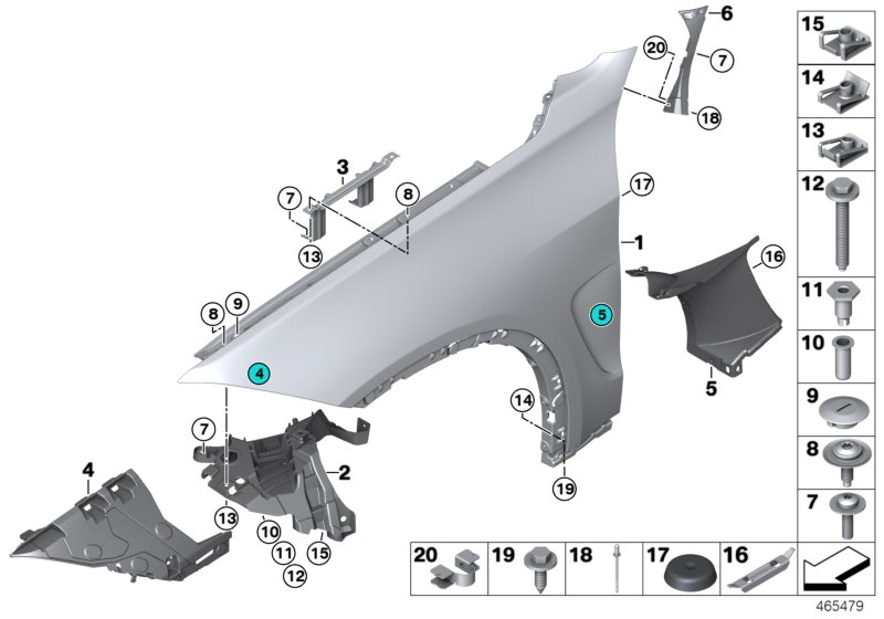 Front side panel/Mounting parts