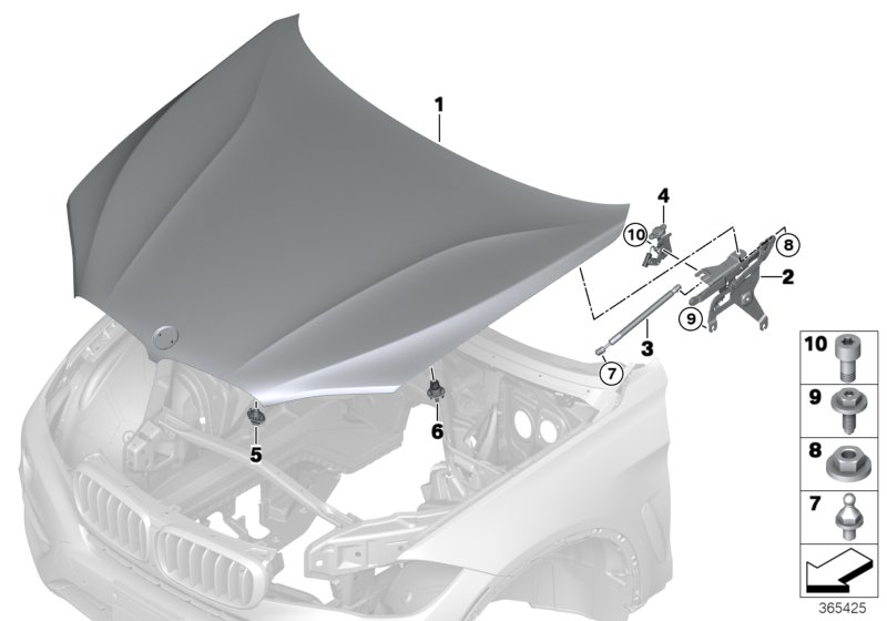 Engine hood/mounting parts