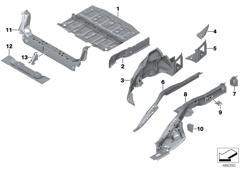 Rear wheelhouse/floor parts