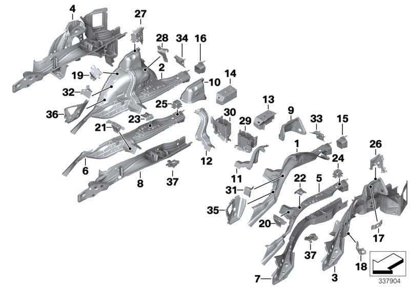 Rear wheelhouse/floor parts