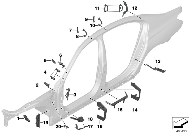 Cavity shielding, side frame