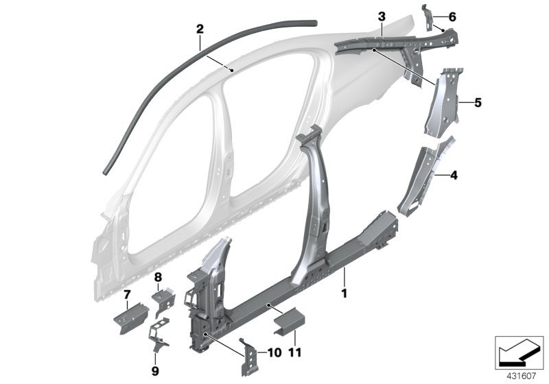 Side frame, middle