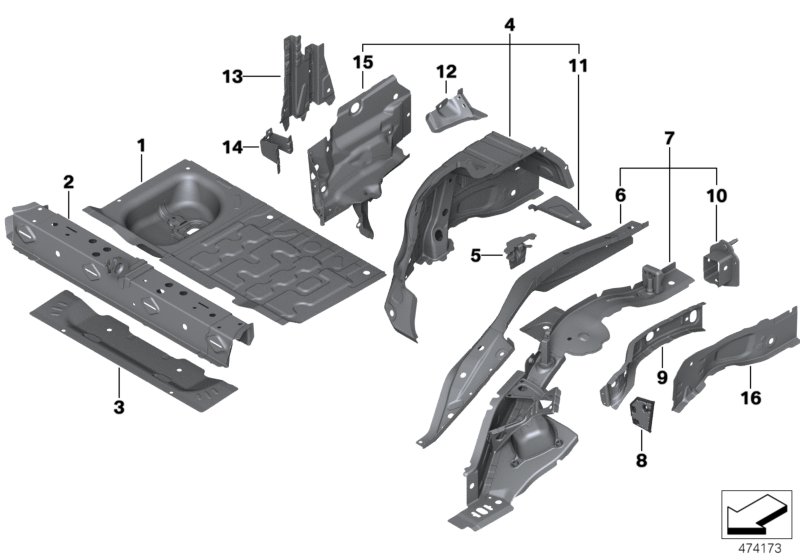 Rear wheelhouse/floor parts