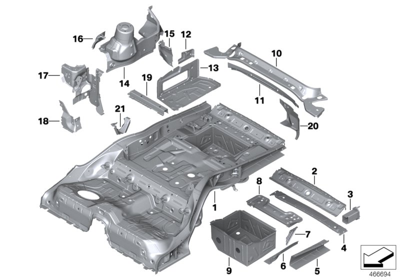 Floor parts rear interior