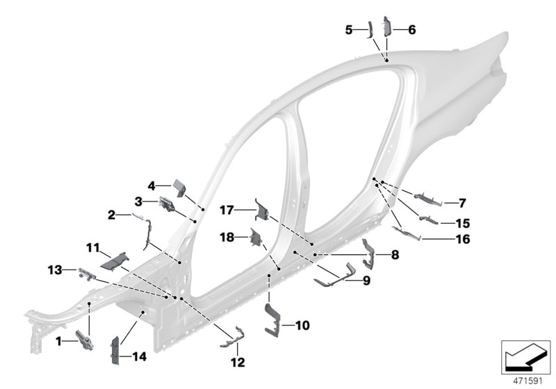 Cavity shielding, side frame
